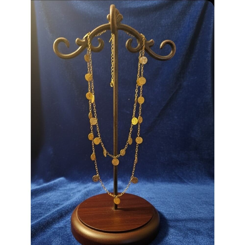 Necklace Zodiac Sign Gold Tone Engraved Coin Charm Designer Statement Jewelry‎